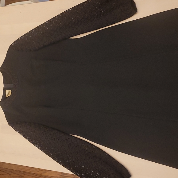 EUC VTG 1960s Puritan Forever Young Mod Black Dress with Open Lace Sleeves - Picture 9 of 12